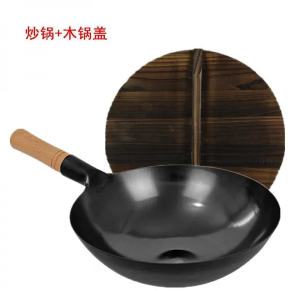 편수냄비 빅스틸 라지 경량 공예 매우얇은 뾰족한바닥 뚝배기 가스레인지 달라붙지않는 강력한화로 적합사용, 기본, T14-38CM쇠 냄비(끓는점)나무뚜껑-U76