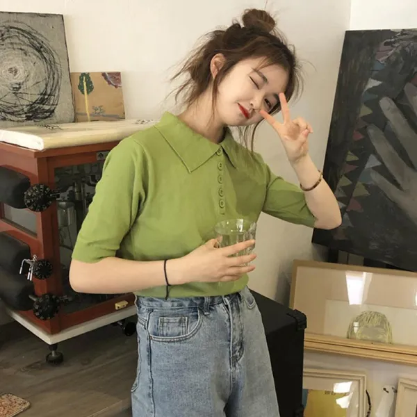로즈드림 가을 루즈핏 하객 반팔 와이드 얇은 니트 037