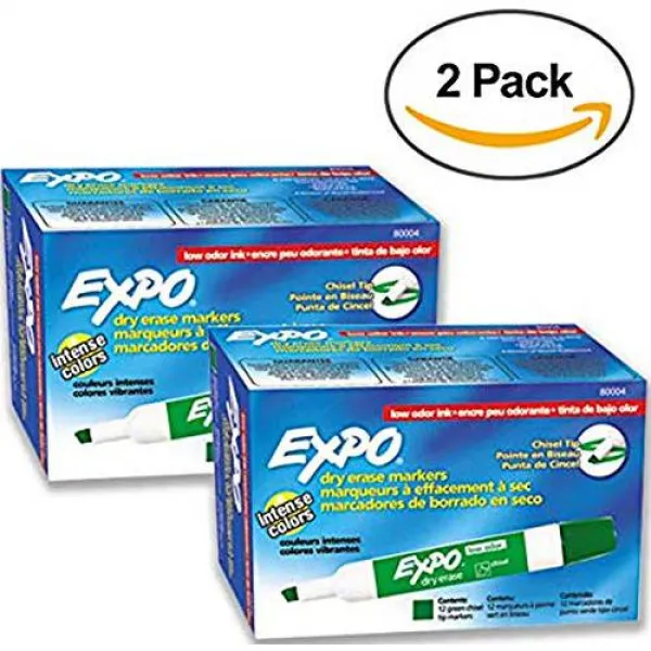 엑스포 80004 저 악취 건조 지우기 마커 치즐 팁 녹색 색상 12 마커 2, 상세내용참조