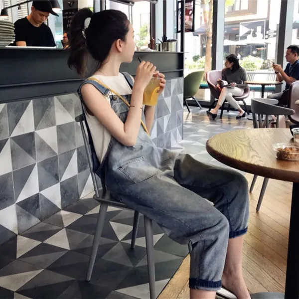 H7789 여성 데님 멜빵바지 소녀룩