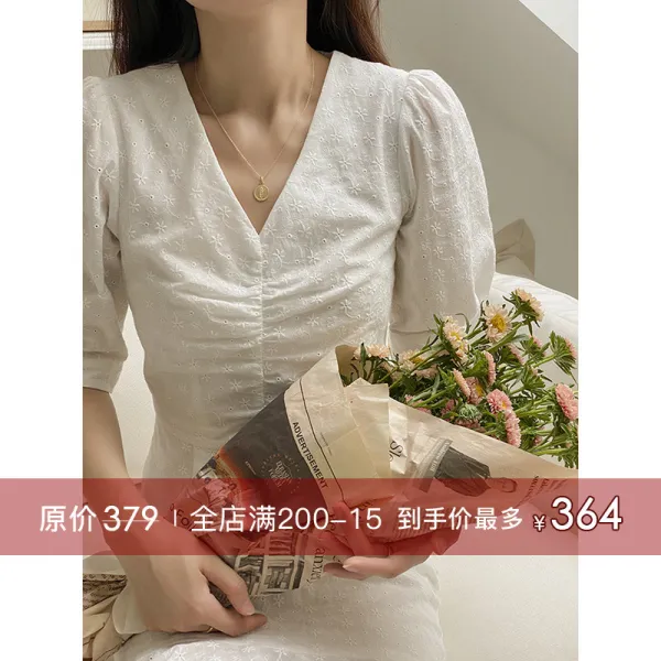 머메이드스커트 YUMISOME고급감 원피스 화이트 법식 복고 우아 치마 체크무늬 스커트부드러운