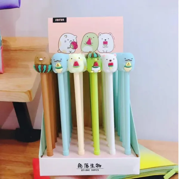 3 개/몫 귀여운 수박 sumikko gurashi 젤 잉크 펜 선전용 선물 문구 용품 학교 & 사무실 공급, 단일옵션선택