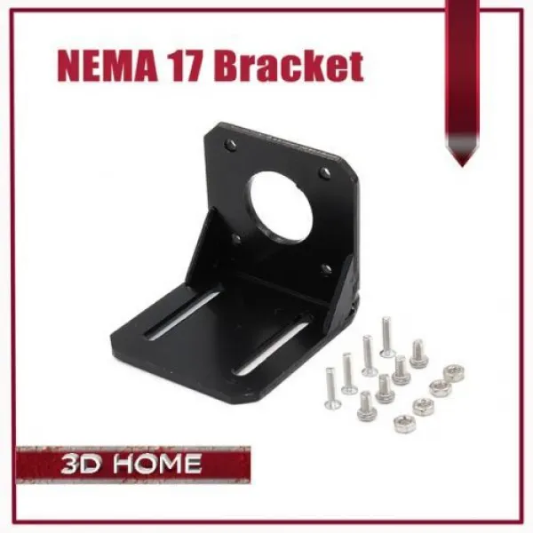 [해외] 1 차원 핀터 부품 NEMA 17 합금 스틸 장착 L 브라켓 마운트 단계 스테핑 42 스테퍼 모터 나사 블랙, 상세내용표시