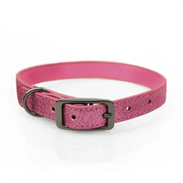 Bow Arrow PU Leather Glitter Pink Dog Collar with Pewter Hardware Dog Collar for Medium Dogs 활 화살, 1