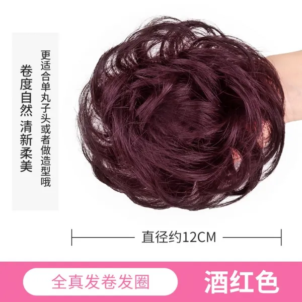 완자머리 가발 여자 헤어 롤 볼륨 컬 슬립온 올림머리 봉오리 진 머리 내츄럴 원 1 와인색