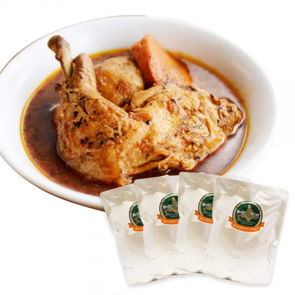 チキンレッグスープカレー 【Amazon.co.jp限定】北国の丸ごとチキンレッグスープカレー 4食セット 中辛 닭고기 수프 카레 【Amazon.co.jp 한정】 북국 통째로 닭고기 스프, 1
