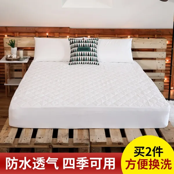 세로이직구 침대방수커버 단건 방뇨 배기 겹 면 매트리스커버 해몽함 생각하다 보호 침대커버 논슬립 미끄럼방지 고정, 화이트 방수 사계절