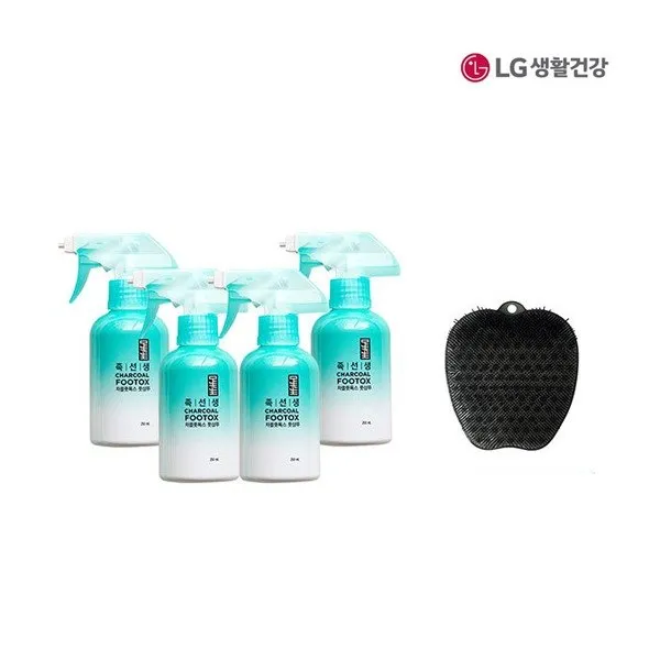 [족선생] 차콜풋톡스 풋샴푸세트 (풋샴푸 스프레이 4개+풋브러쉬), 상세 설명 참조