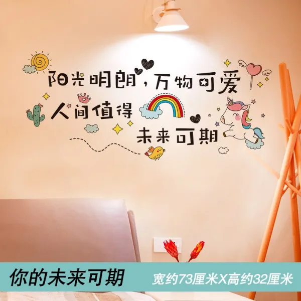 트웬티 방데코용품 인싸템 독창적 개성 스티커벽지 문자 기숙사 기함 엔틱한디자인 시트지 접착 홈실 벽면 배치, 너 의 미래 기일이 잡히다