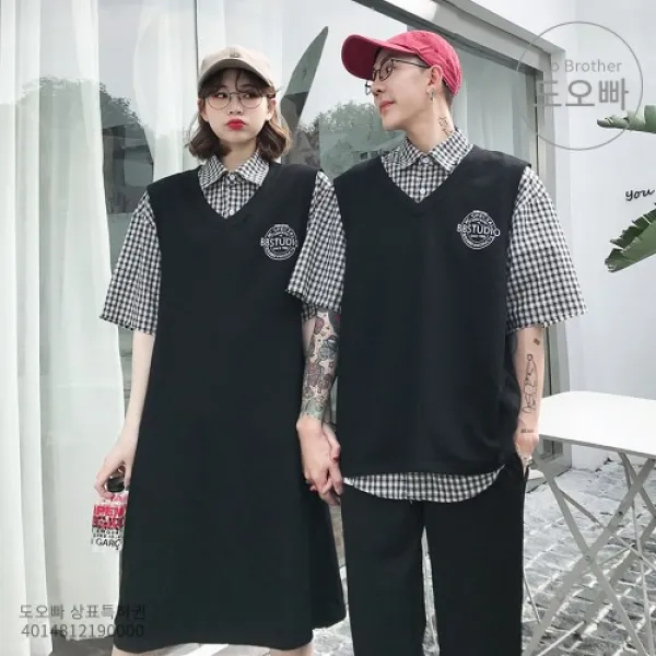 학구파 커플 정장 학생 커플룩 여름