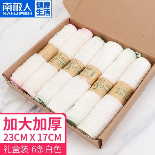 남극 사람 (nanjiiren) 걸레 주방 마력 오염 제거 대나무 섬유 강화 양면 세탁 포 멀 티 화이트 원단 [두께 추가] [23cm17cm] 6 개의 세트, 상세페이지 참조