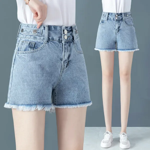 데님 반바지 여 여름 얇고 뉴 인스 하이 허리 날씬해 보이고 넓적다리 털 끝 글자 현아 핫팬츠
