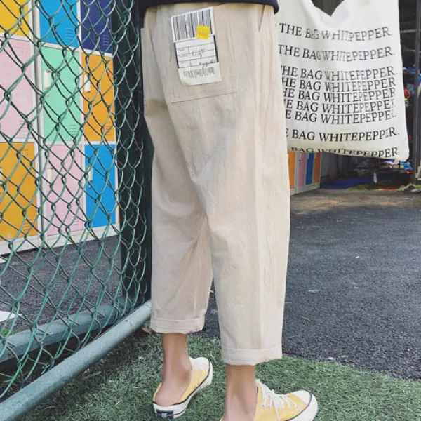가바바 남성 린넨 바지 뒷주머니 포인트 G11049, 블랙