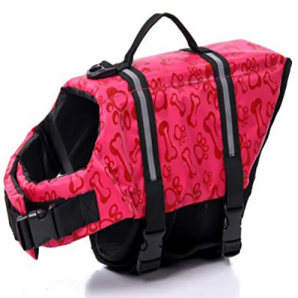 Woo Woo Pets Dog Life Jacket Adjustable Dog Life Preserver Pink Bone XS 우우 애완견 개 구명 조끼 조정견 생활 구명정 Pi, 1