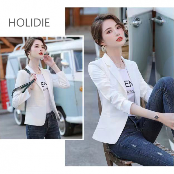 AMlisa 여성숏자켓 봄 여름 가을 3계절 가능입다 원버튼 정장 자켓 7부소매 긴팔 슬림핏 정장 자켓