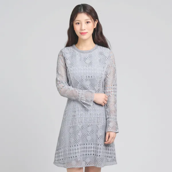 [로엠 동아강북점] 로엠 격식 레이스 플레어 원피스 RMOW912R22 라이트블루
