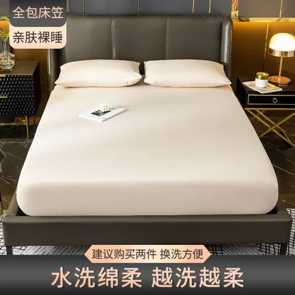 여름침대패드 워싱 면 침대시트 단건 침대커버 먼지 매트리스 보호 고정 미끄럼방지 2222329840, 카키보풀퇴색전액물러나다타입135cmx200cm피부친화워