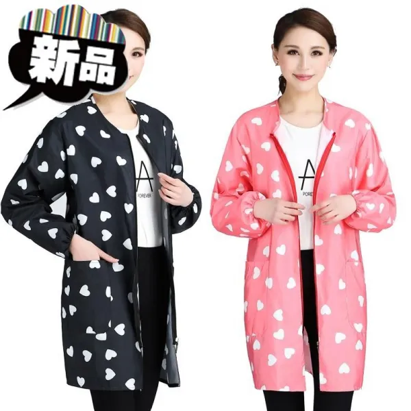 플라워 어른 삼끈 설거지 앞치마 주방 키친 방수 보호 작업장 스카프빔 여성 R보결, 블루 붉은꽃 색상 빅사이즈 건의 13