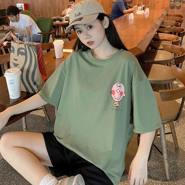 0019 순면 2020 여름 망루 초화 땡땡이 트랙탑 반팔 티셔츠 ins