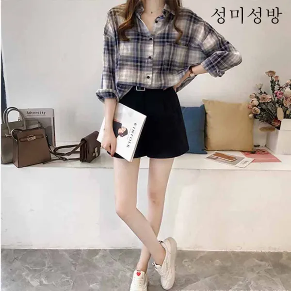 성미성방 블라우스 여 디자인 소중추 2019년 빈티지 항구 느낌의 루즈핏 긴팔 셔츠 패션X01