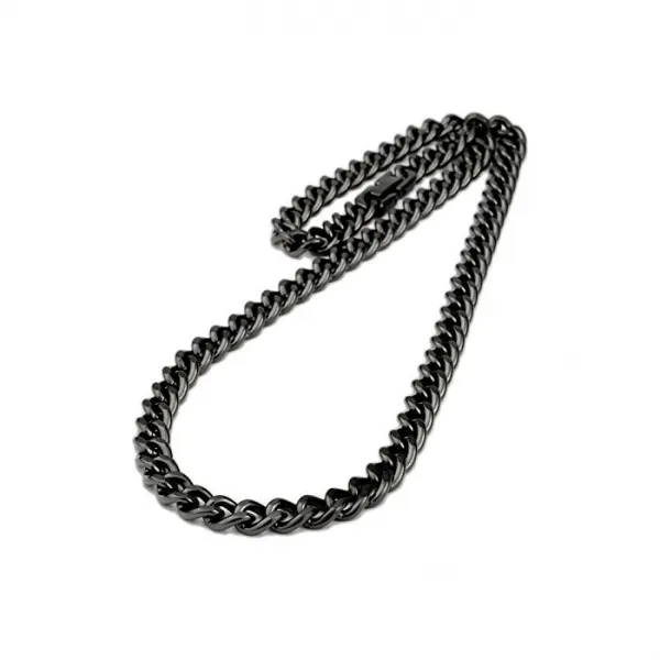 e- 보석상 티타늄 목걸이 키 헤이 2면 잘라 50cm 7.0mm 폭 (블랙 이온 가공) 검은 TITAN