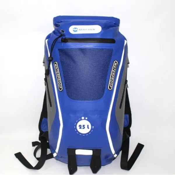 25L 큰 용량 반사 직업 하이킹 배낭 방수 PVC 여행 가방 기능성 해변 강 추적 세일링 건조 가방, 03 Blue Color