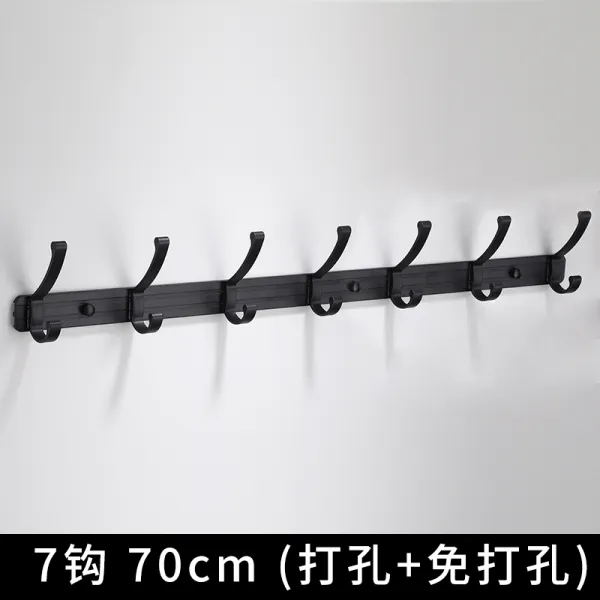 옷과 모자 후크 알루미늄 스페이스 문뒤 결탁걸다 옷걸이훅 1단블랙 무타공, 1, 7갈고리 70cm （타공  /무타공