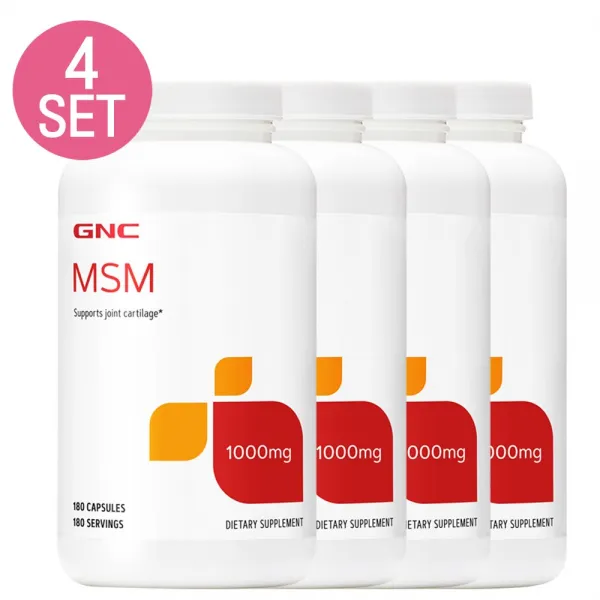 GNC [4개 SET] 식이유황 엠에스엠 1000 MG 180 Capsules MSM 1000mg 180cts, 4개
