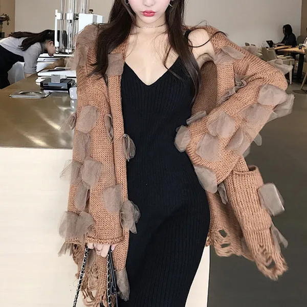 퀸앤조이 유니크 러블리 브라운 가디건
