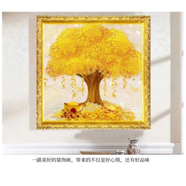 3d전체diy 큐빅 보석 십자수세트돈벌이 나무가 돈을 흔들다 사각형