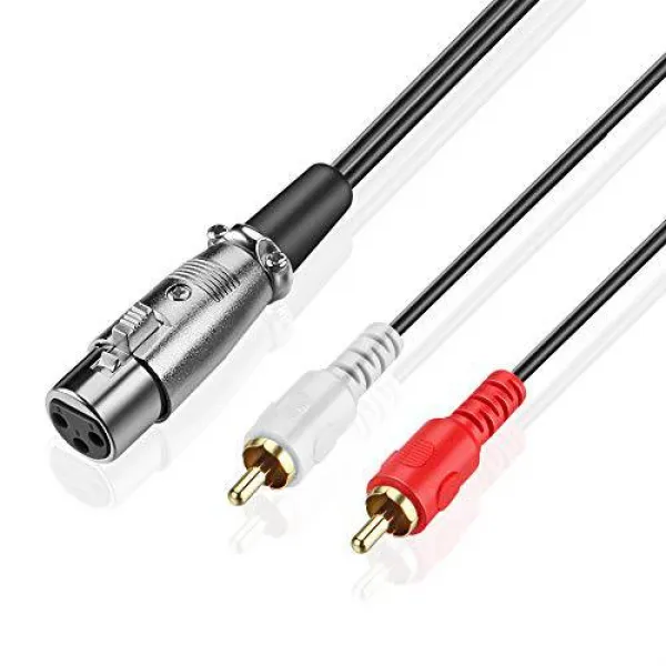 URWOOW XLR Female 듀얼 2 X 포노 RCA 숫놈 어댑터 변환기 Y 분배기 스테레, 상세내용참조