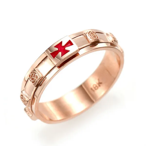 14k 회전 적십자가 3.75g 장미 묵주반지