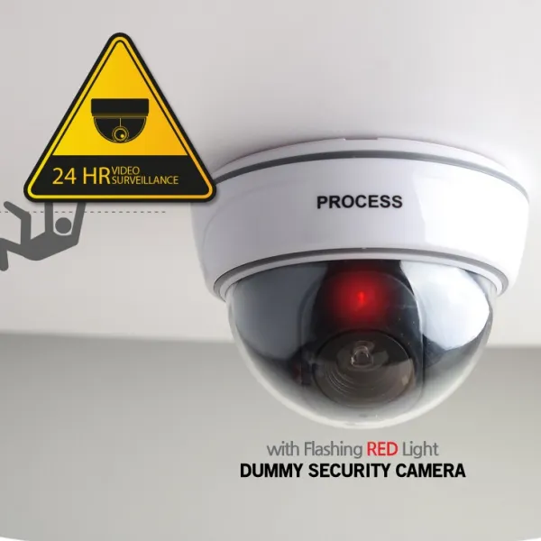 제이지 빨간 센서등 깜빡이는 모형 CCTV 감시카메라 돔형 모형카메라 방범 가짜 모조 감시 보안 안전 용품 실내외겸용, 모형 감시카메라