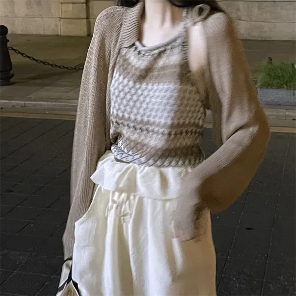 가디건투피스 한 아가씨가 썰렁하다 겹겹이 입기 신기 끈나시 슬립 클래식 여성 2313365146