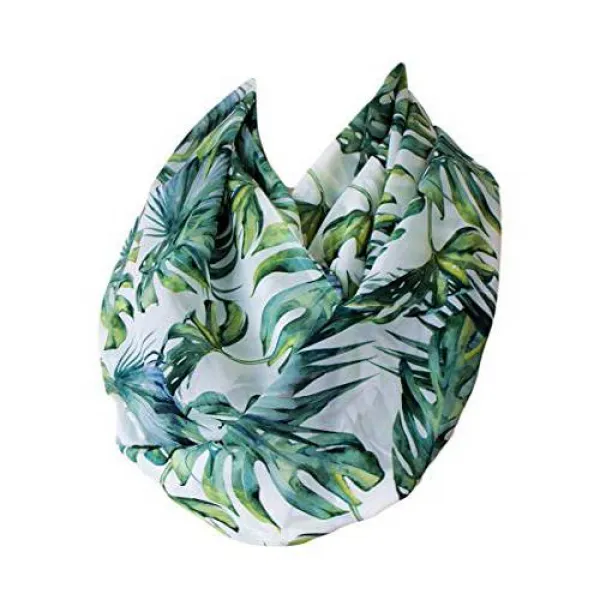 Etwoa의 열 대 야 자 나뭇잎 패턴 무한 원 스카프 Etwoas Tropical Palm Le