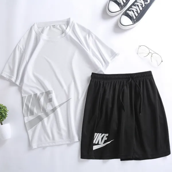 트레이닝복세트 운동복 남성여름옷 루즈핏 캐주얼 짧은소매 t살얼음판 빠른건조 투피스 유니폼 남자달리기 세트남성