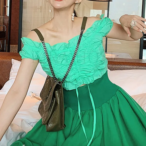 Kirahosi 오프 숄더 블라우스 여성 반팔 루즈핏 여름 183호 Df3l8hy