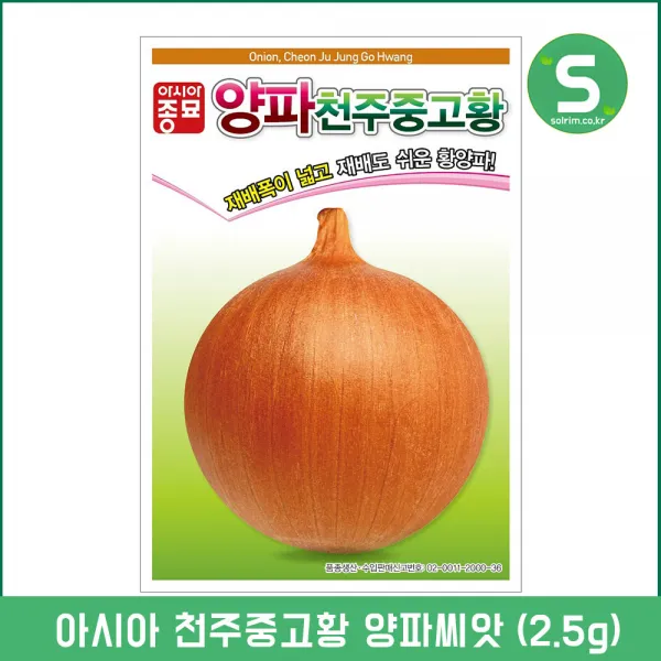 아시아종묘 양파씨앗 2.5g 천주중고황 단일성 황양파 중만생종