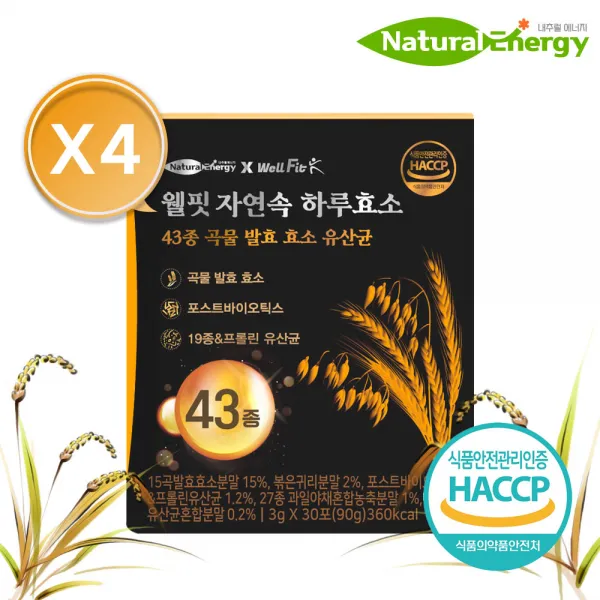 웰핏 자연속 하루효소 43종 곡물 발효 효소 유산균 3g, 2) 4개월분 18%추가할인