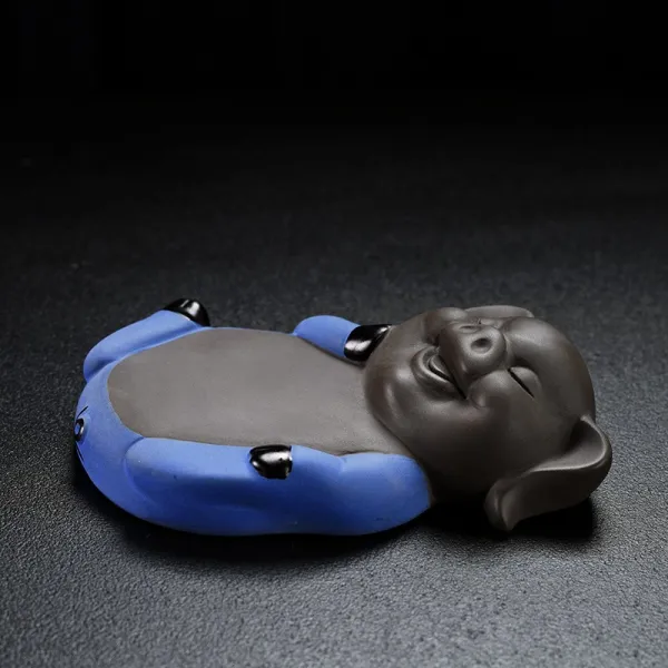 옛 망그 자사 채색 천 변복 돼지 차 총상 쿵후 컵받침 단열 매트 커버 찻주전자 뚜껑 블루 차