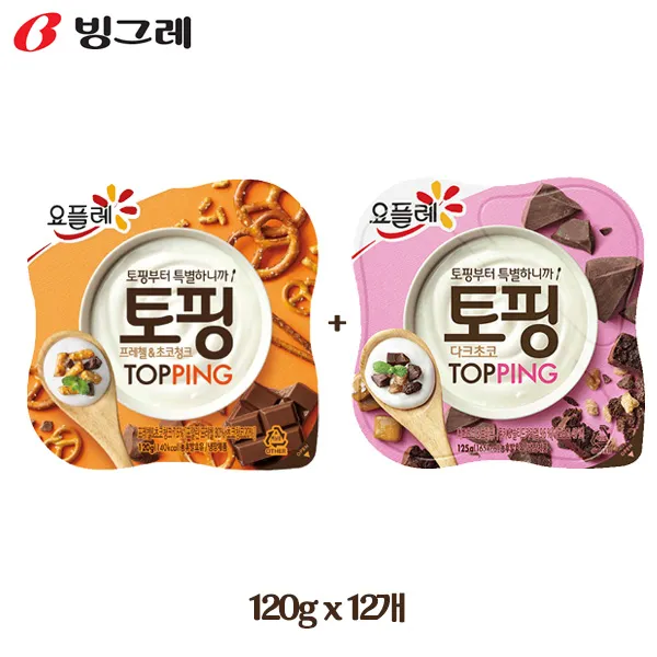 요플레 토핑 120gx12개 다크초코6+프레첼초코청크6 냉장무배, 12개, 120g