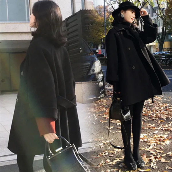 가을옷 인싸템 모직물 셋업 넥 레글런 나그랑 소매 미드 타입 더플 여성의류