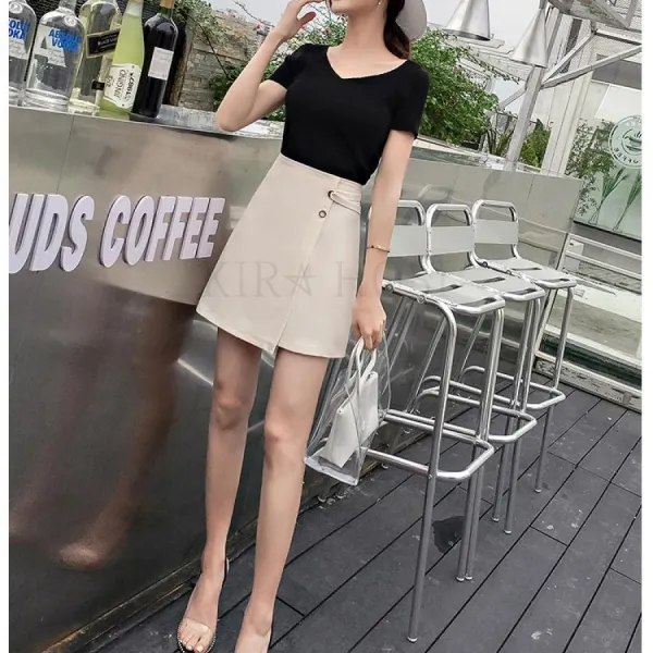 kirahosi 플리츠스커트 여름 여자 반신 치마바지 팬츠 스커트 체크 25호 CAn0q7o