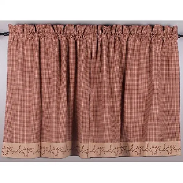 NMT Berry Vine Gingham 36 인치 커튼 계층-헛간 레드 - P0652074XGFRXK6, 기본