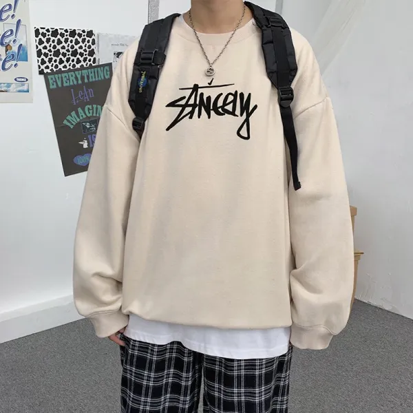 베이다 모리 란 말 이니셜 라운드 넥 스타일리쉬 트렌드 뚱뚱함 오버핏 빅사이즈 긴 소매 티셔츠