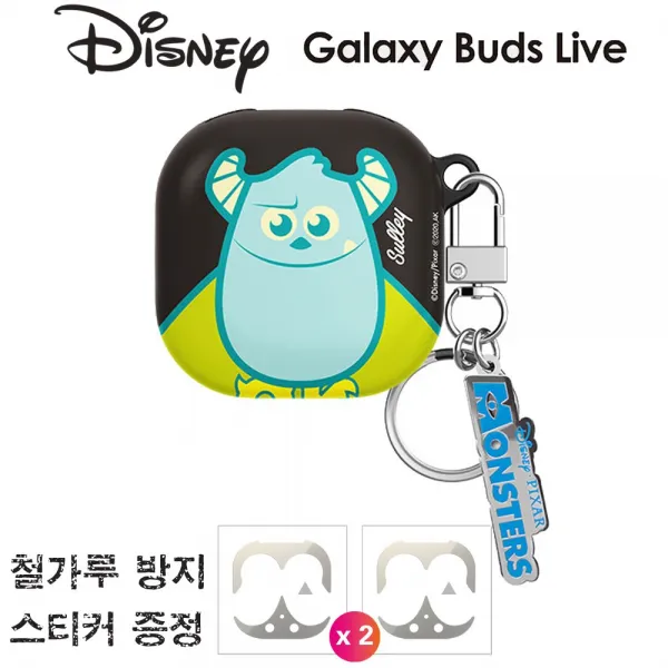 디즈니 갤럭시 버즈 라이브 케이스 buds Live Disney 스티커 미부착 철가루 방지 증정, 몬스터 대학교 심플_베이직 설리