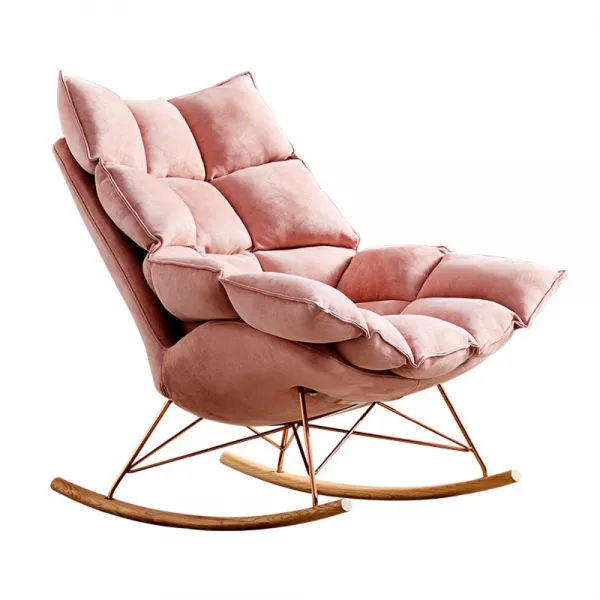 아메리칸스타일 럭셔리 가죽흔들의자 대형 체리 블라썸 핑크 로즈 골드 스웨이드 