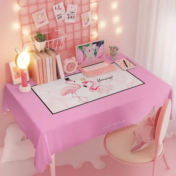 p 테이블보 책상 ins 학생숙소 메쉬 레드식탁 소녀 하트 핑크 직사각형 방수 오일 워시, 9090cm, 분홍 프린세스