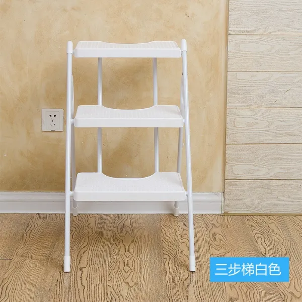 미니사다리 가정용사다리 접이식사다리 3단 Yushu 가구 접이식 사다리 홈 다기능 접이식 헤링본 사다리 2 단계 3 단계 접이식 홈 사다리 오름차순 사다리, 3 단계 흰색개