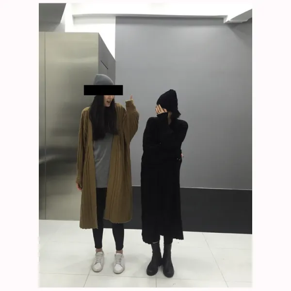 롱가디건 빅사이즈 니트롱가디건 스웨터가디건 옹구소매 비숍슬리브 오버핏니트 아도니스 A6055